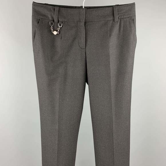 CELINE Charcoal Wool Wide Leg Dress Pants - Picture 2 of 5